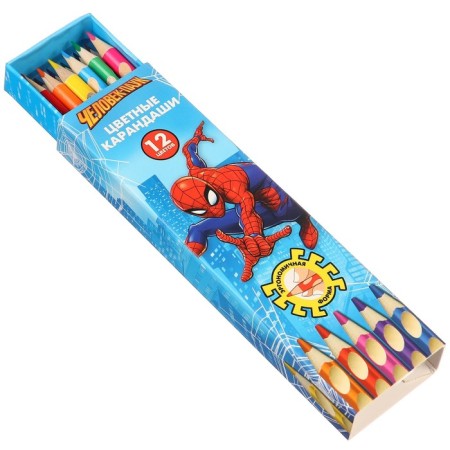 Colored pencils, 12 colors, trihedral, spider man-7