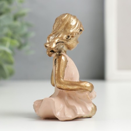 Souvenir Polystone "Baby in a pink dress with sparrow in the hem" 7.5x4x4x5 cm-1