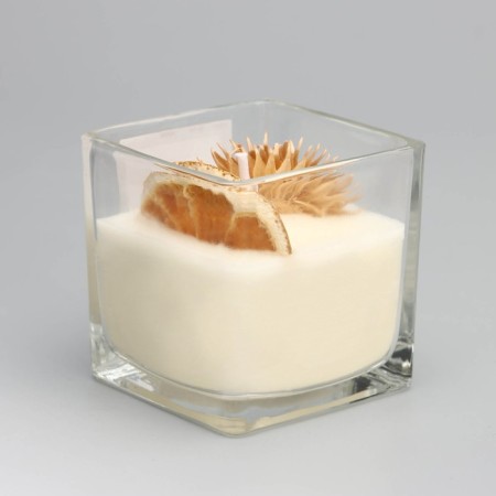 Aromatic candle in a glass "Soy Wax", orange and flower-2