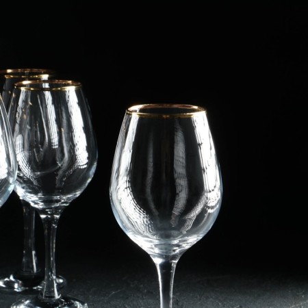 Amber glass glasses set, 6 pcs, 295 ml, gold laying-2