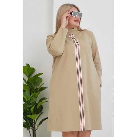 Female dress, size 64, beige color-1