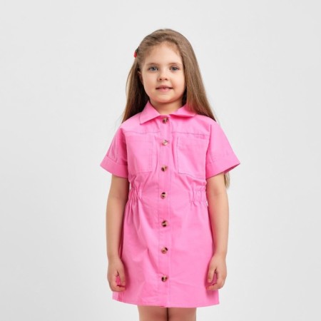 Children's dress with KAFTAN pockets, size 36 (134-140 cm), bright pink color