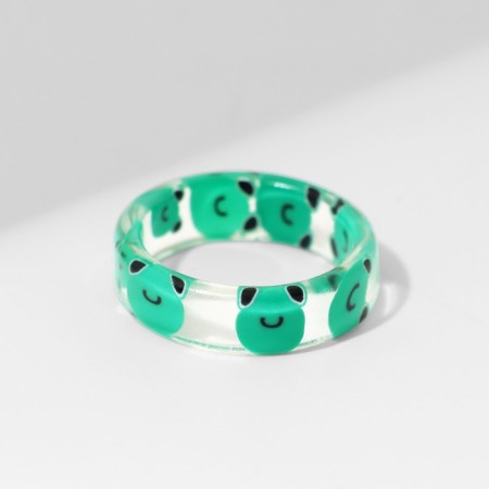 Ring "Transparent" frogs, green color, 17 size-1