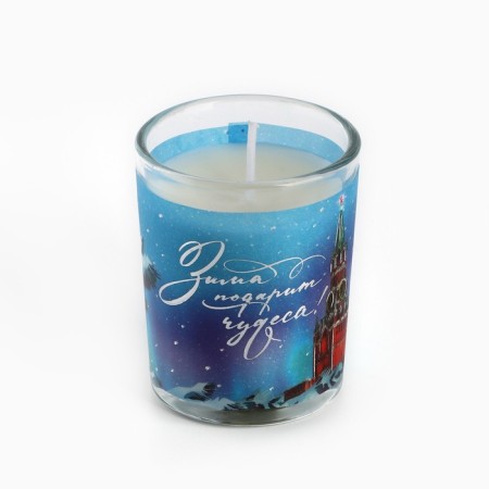 Candle candle News with tracing paper "New Year: Miracles", aroma orange, 5x6x5 cm-1
