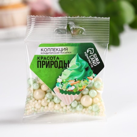 Sprinking confectionery soft: white, mint, 25 g.-1