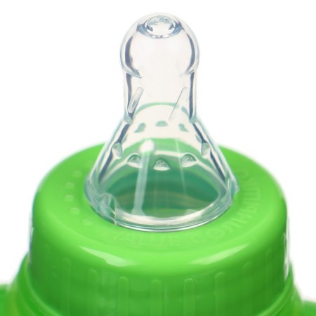 A bottle of feeding "Fox Sonya", a classic throat, with pens, 250 ml., 0 months, color green-3