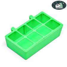 Feeding feeding trough with protection for 8 cells 16.9 x 8.9 x 4.4 cm, green