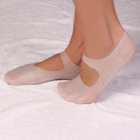 Socks for pedicure, silicone, with a strap, 18 × 9 cm, size l, color white-1