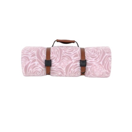 Blanket, size 100 × 118 cm, rose print, dusty rose-2