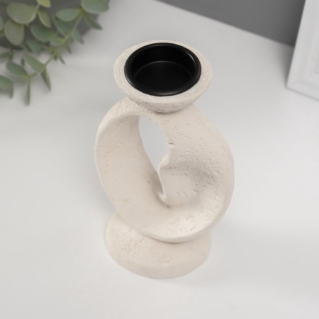 Gypsum candlestick, metal on 1 candle "Abstraction. Ribbon" d = 3.8 cm 7.5x10x16.5 cm-4