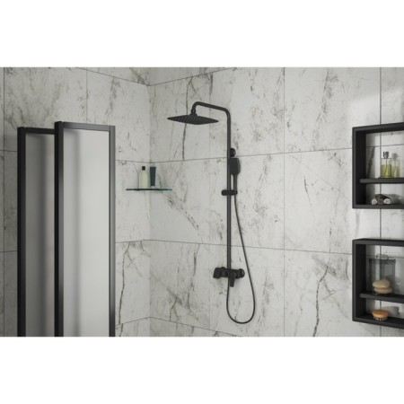 Shush Nevis NE1735-40Black shower system, tropical shower, shower, brass, black-1