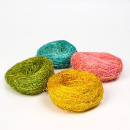 Nest, painted straw, 10 cm, mix of flowers-5