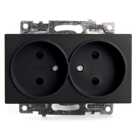 2-seater socket with a protective curtain (mechanism) b/h, 250V, 10A, Catherine series, GLS10-7113-05, 1022737