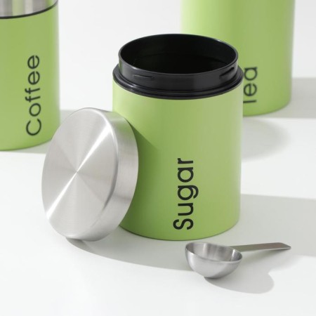A set of cans for bulk products Prime, 3 pcs, with spoons, with bread, color light-4