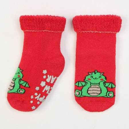 Nosk children's terry with stoppers of crumb I "Dracos" 12-14 cm, red