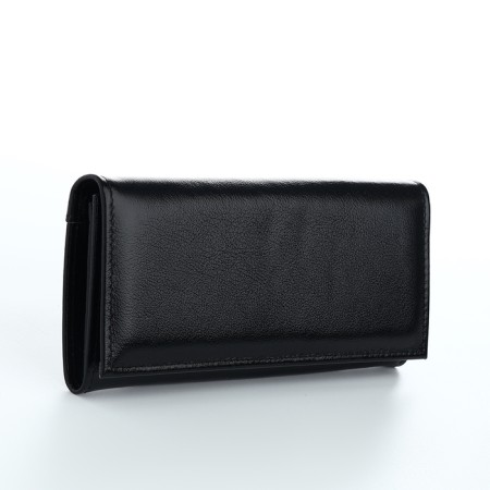 Women's wallet on the button, Textura, black color