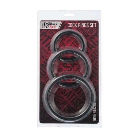 A set of erection rings Black & Red by Toyfa, silicone, black, d = 5/4/3.2 cm-1