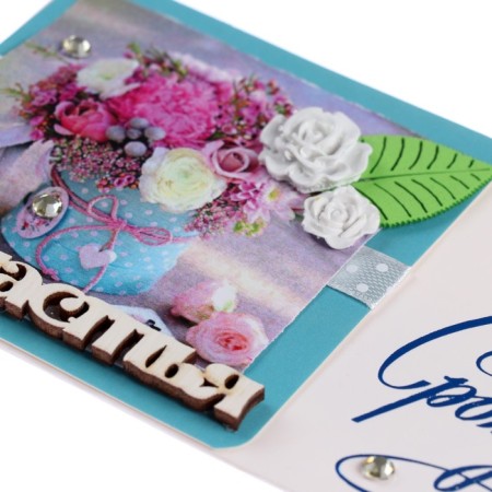 Money envelope "Happy Birthday!" Handmade, bouquet, 8x16 cm-3