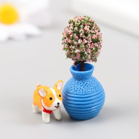 Figure for Florarium Polystone "Pesik at a vase" 2.6 cm