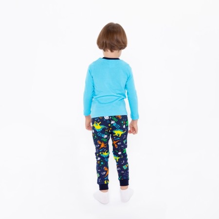 Pajamas for the boy Dino, the color is blue/dark blue, height 110-116 cm-2