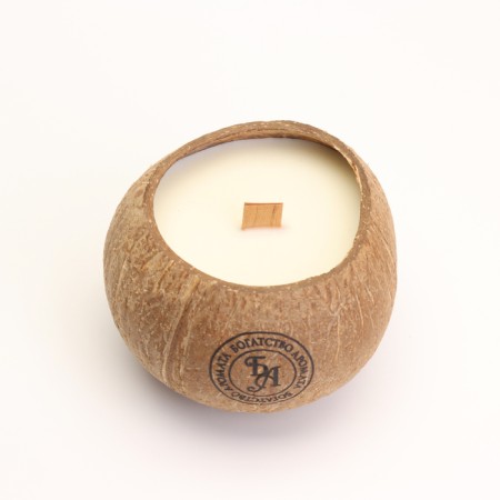 Candle in the coconut aromatic, green tea, soy wax, 8x10 cm, in the box-4