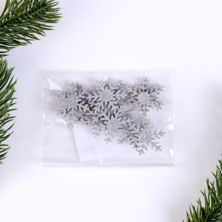 New Year's set for decor "Snowflakes" 12 pcs., Silver color-2