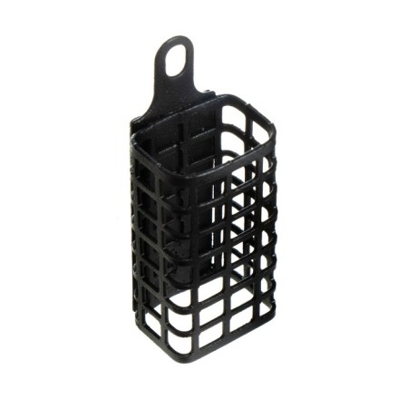 The feeder is steel, rectangular, 30 g
