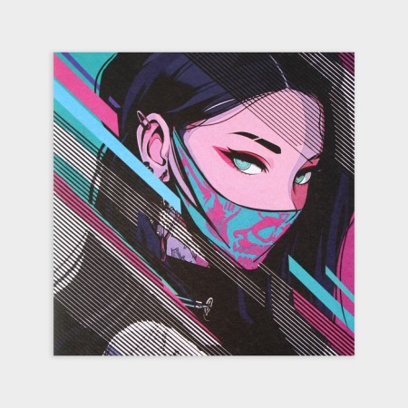 Antistress coloring on stripes "Girl in a mask", 21 x 21 cm-3