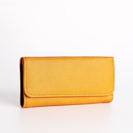 Women's wallet on the button, yellow color