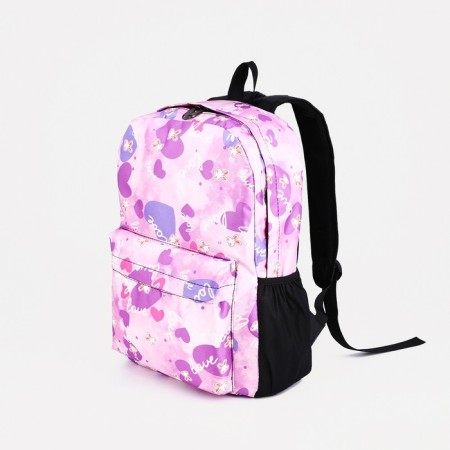 A backpack with a zipper, 3 outer pockets, lilac color-2