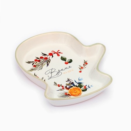 New Year. Ceramic "Miracles" dish, 20 x 17.5 x 3 cm-1