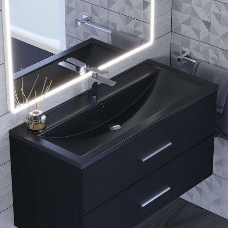 Sink uperwood Foster Quartz 100 cm, quartz, black matte, space