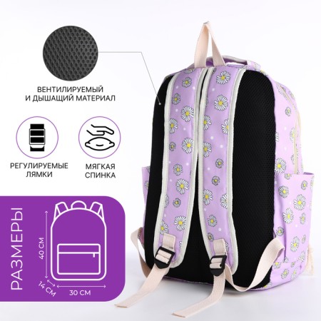 A backpack with a zipper, bag, cosmetic bag, lilac color-1