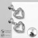Earrings with the rhinestones “Heart” connected, white color in silver
