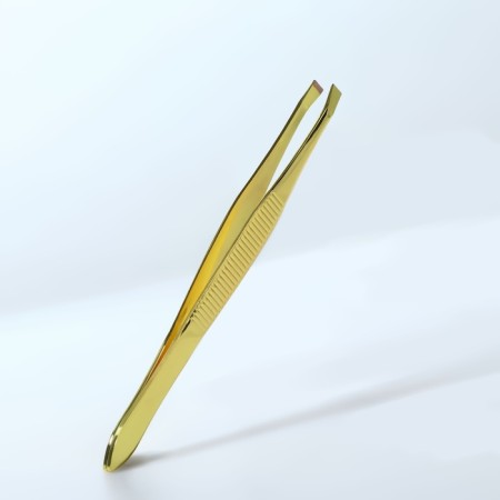Direct, wide tweezers, 8.5 cm, golden color-1