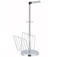 Lector toilet stand, with a stand for newspapers and magazines, silver
