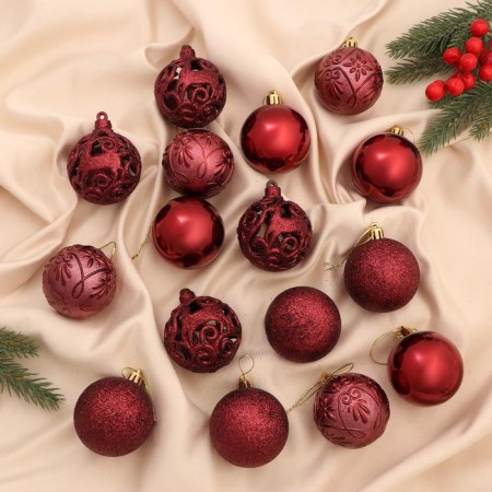 Set of balls plastic D-6 cm, 16 pcs "celebration" red