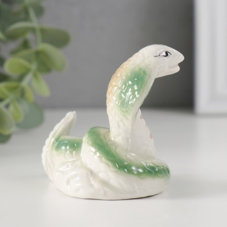 Souvenir Ceramics "Light green cobra" with gold set of 3 pcs 3.5x5.7x6.5 cm-4