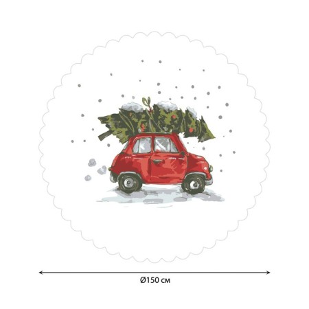 The tablecloth “The Christmas tree is in a hurry to celebrate”, round, Saten, d = 150 cm-1