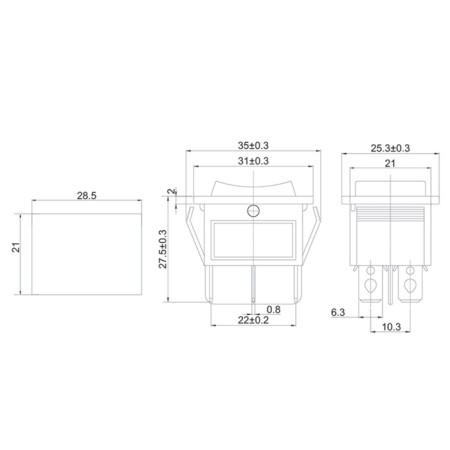 Klavim Switch 250V 15A (6C) (ON) -Off- (ON) Black with a neutral b/fix (RWB-508, SC-767)-4