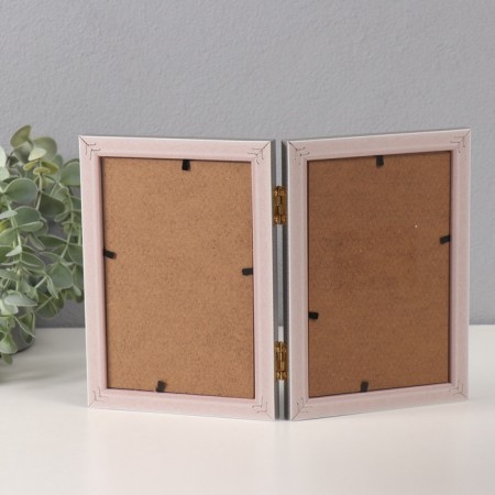 Photo frame plastic in 2 photos 10x15 cm "Golden brackets. Double" gray-3