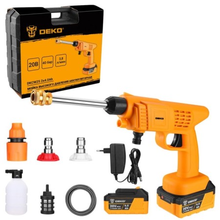 High pressure washing battery DEKO DKCW25, 20 V, 2x4 Ah, 40 bar, hose 5 m