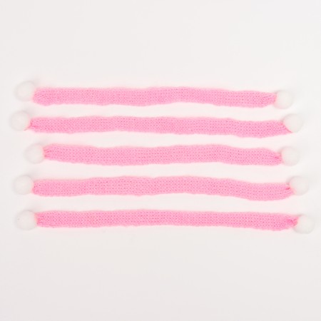 A scarf for toys knitted, set 5 pcs., Size 1 pc. - 27 × 2 cm, pink color-1