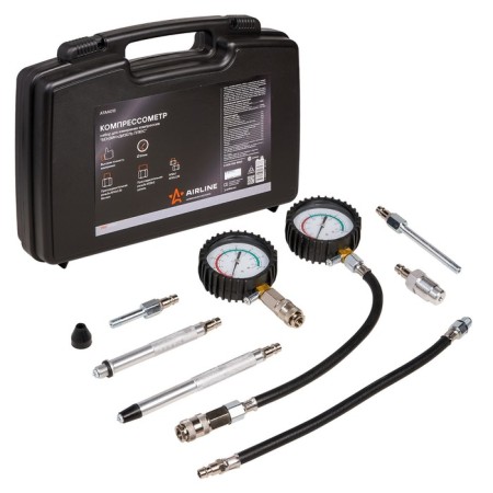 Set a compressometer for measuring compression AIRLINE “Gasoline+diesel plus”, case Pro