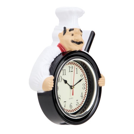 Wall clock, series: kitchen, "cook with a pan", discrete move, 26.5 x 20 cm-1