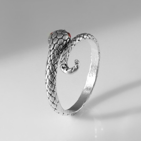 New Year! Symbol of the year 2025! The ring "snake" curl, red color in silver, dimensionless-2