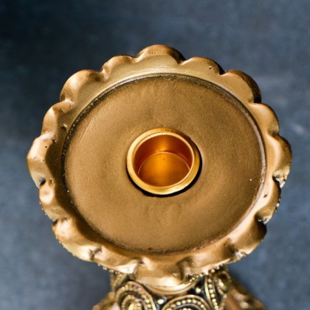 Summary on a carved round stand, gold 11x11x25 cm, for a candle d = 5.5 cm-3