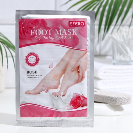 Exfoliating legs mask based on a pink rose extract, universal, 1 pair