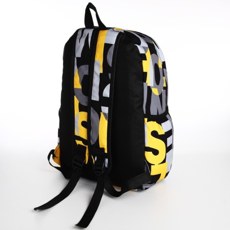 School backpack from textiles on lightning, 3 pockets, yellow color-3