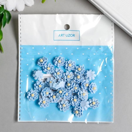 Decor for creativity plastic "Blue peonies", set of 30 pcs. 1x1 cm-4